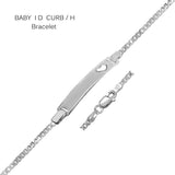 Italian Sterling Silver Curb 6mm ID With Heart Baby Bracelet