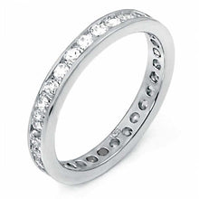 Load image into Gallery viewer, Sterling Silver Rhodium Plated Eternity Ring with Round Cut CzAnd Ring Width of 2.6MM