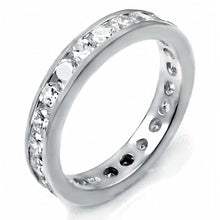 Load image into Gallery viewer, Sterling Silver Rhodium Plated Eternity Ring with White Round CzAnd Ring Width of 4MM