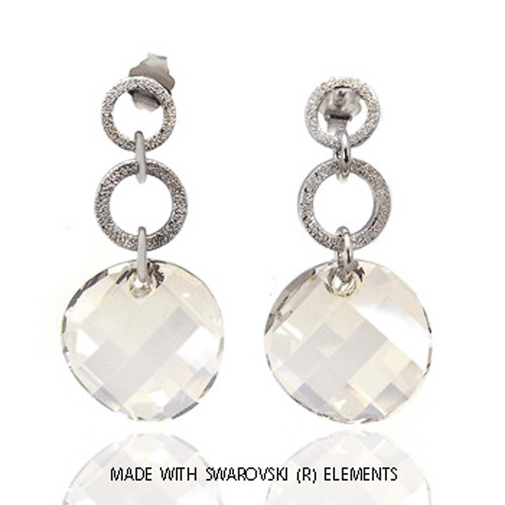 Sterling Silver Open Circle Swarovski Shaped Italian Earrings
