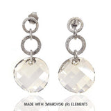 Sterling Silver Open Circle Swarovski Shaped Italian Earrings