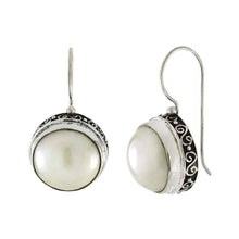 Load image into Gallery viewer, Sterling Silver Round Shaped Mabe Pearl Bali Earrings