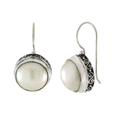 Sterling Silver Round Shaped Mabe Pearl Bali Earrings