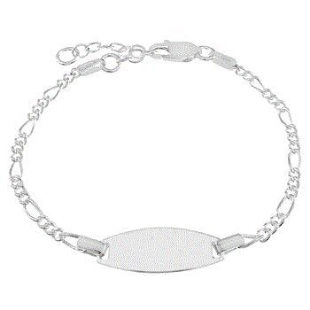 Italian Sterling Silver Figaro Baby ID Bracelet, length 5" plus 1"