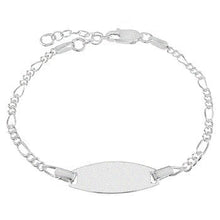 Load image into Gallery viewer, Italian Sterling Silver Figaro Baby ID Bracelet, length 5&quot; plus 1&quot;