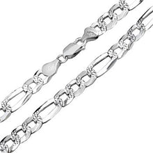 Load image into Gallery viewer, Italian Sterling Silver Flat Figaro 180-7.5MM D/C Chain and Bracelet