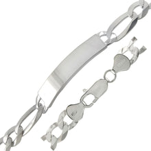 Load image into Gallery viewer, Sterling Silver 9mm Flat Figaro ID Bracelet - silverdepot