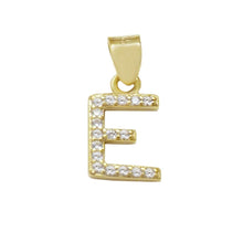 Load image into Gallery viewer, Sterling Silver Small Initial &#39;E&#39; CZ Gold Plated Pendant