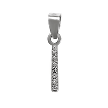 Load image into Gallery viewer, Sterling Silver Small Initial &quot;I&quot; CZ Rhodium Pendant