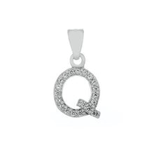 Load image into Gallery viewer, Sterling Silver Small Initial CZ Rhodium Pendant