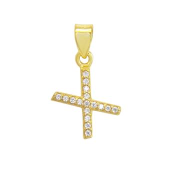 Sterling Silver Gold Plated Small Initial X CZ Pendant