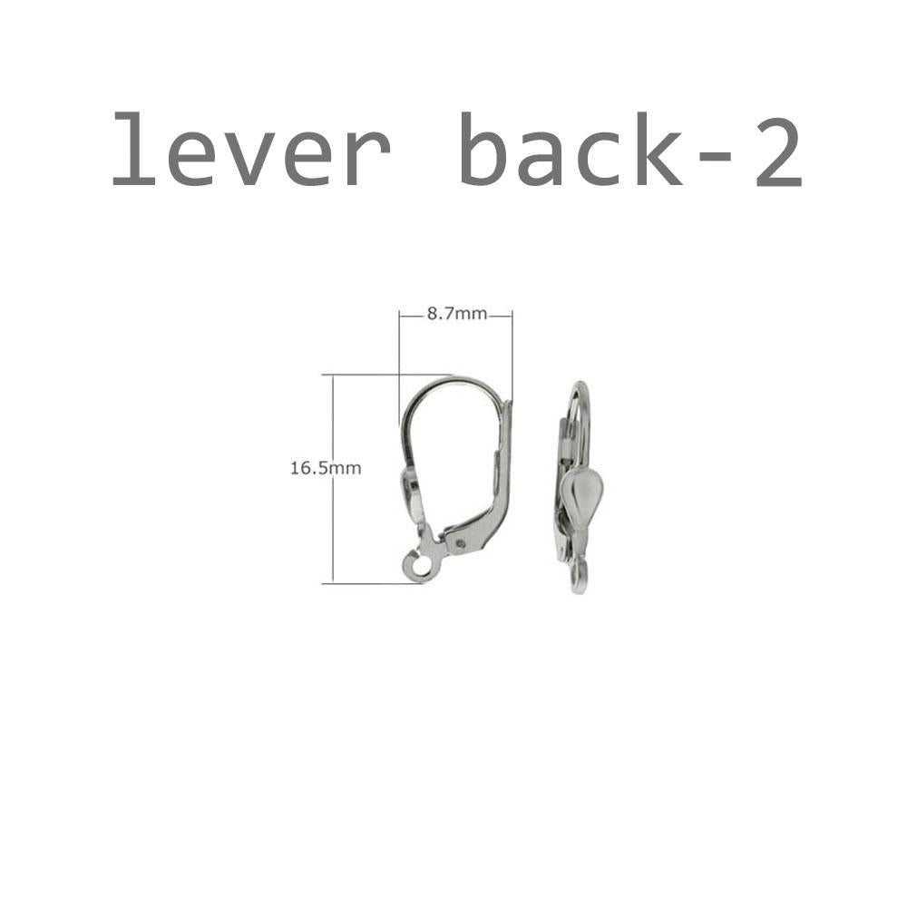Sterling Silver Lever Back Ear Wire – Price is for one pair, Width 8.7mm, Height 16.5mm