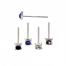 Load image into Gallery viewer, Sterling Silver Assorted Color Square Nose Stud 1.8mm Straight End