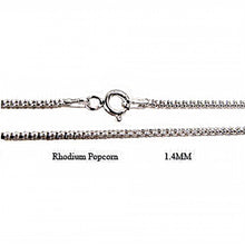 Load image into Gallery viewer, Italian Sterling Silver Rhodium Popcorn Chain 160- 1.4mm with Spring Clasp Closure