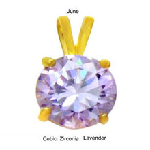 Load image into Gallery viewer, Sterling Silver 7mm Round Cut CZ Lavender Gold Plated Pendant