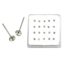 Load image into Gallery viewer, Sterling Silver 3mm Crystal Nose Stud Straight End