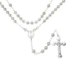 Load image into Gallery viewer, Sterling Silver Bead With Lady Of Guadalupe Medal Rosary Necklace