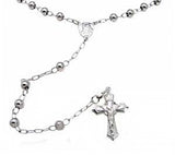 Sterling Silver 6mm Rosary With Rhodium NecklaceAnd Weight 26.7gramsAnd Length 30inchesAnd Width 6mm