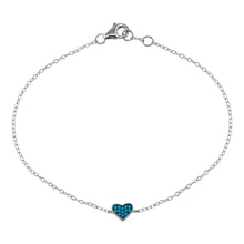 Load image into Gallery viewer, Sterling Silver Rhodium Plated Turquoise Heart Bracelet