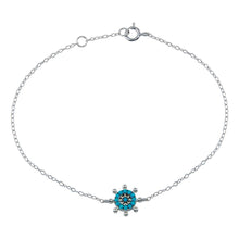Load image into Gallery viewer, Sterling Silver Rhodium Plated Turquoise Galver Bracelet