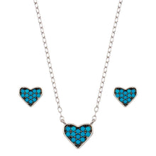 Load image into Gallery viewer, Sterling Silver Rhodium Plated Blue Heart Cluster Set