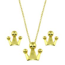 Load image into Gallery viewer, Sterling Silver Gold Plated Crown Set Necklace