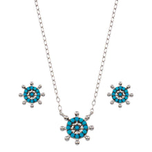 Load image into Gallery viewer, Sterling Silver Rhodium Plated Turquoise Galver Sets