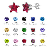 Sterling Silver Colored CZ 8mm Stamping Star Earrings