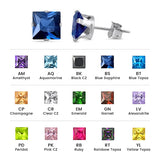 Sterling Silver Colored CZ 8mm Stamping Square Earrings