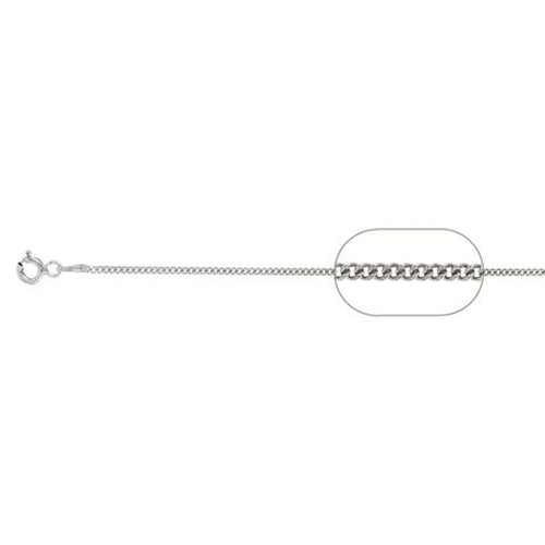Sterling Silver Rhodium Plated Curb Chain 040-1.5mm with Spring Clasp