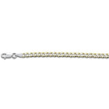 Sterling Silver Yellow Gold Plated Pave Curb Chain 100-4MM with Lobster Clasp