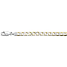 Load image into Gallery viewer, Sterling Silver Yellow Gold Plated Pave Curb Chain 150-6mm with Lobster Clasp