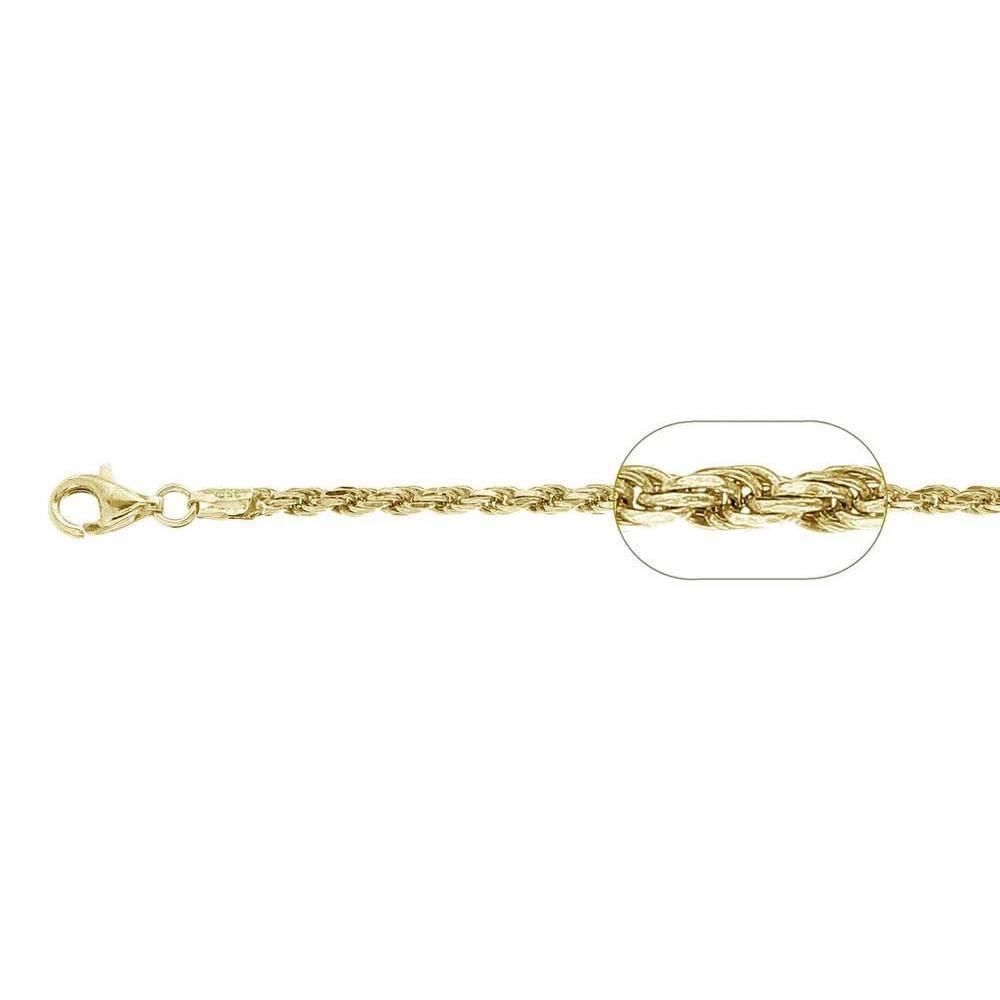 Sterling Silver Yellow Gold Plated Rope Chain 100-5MM with Lobster Clasp - silverdepot