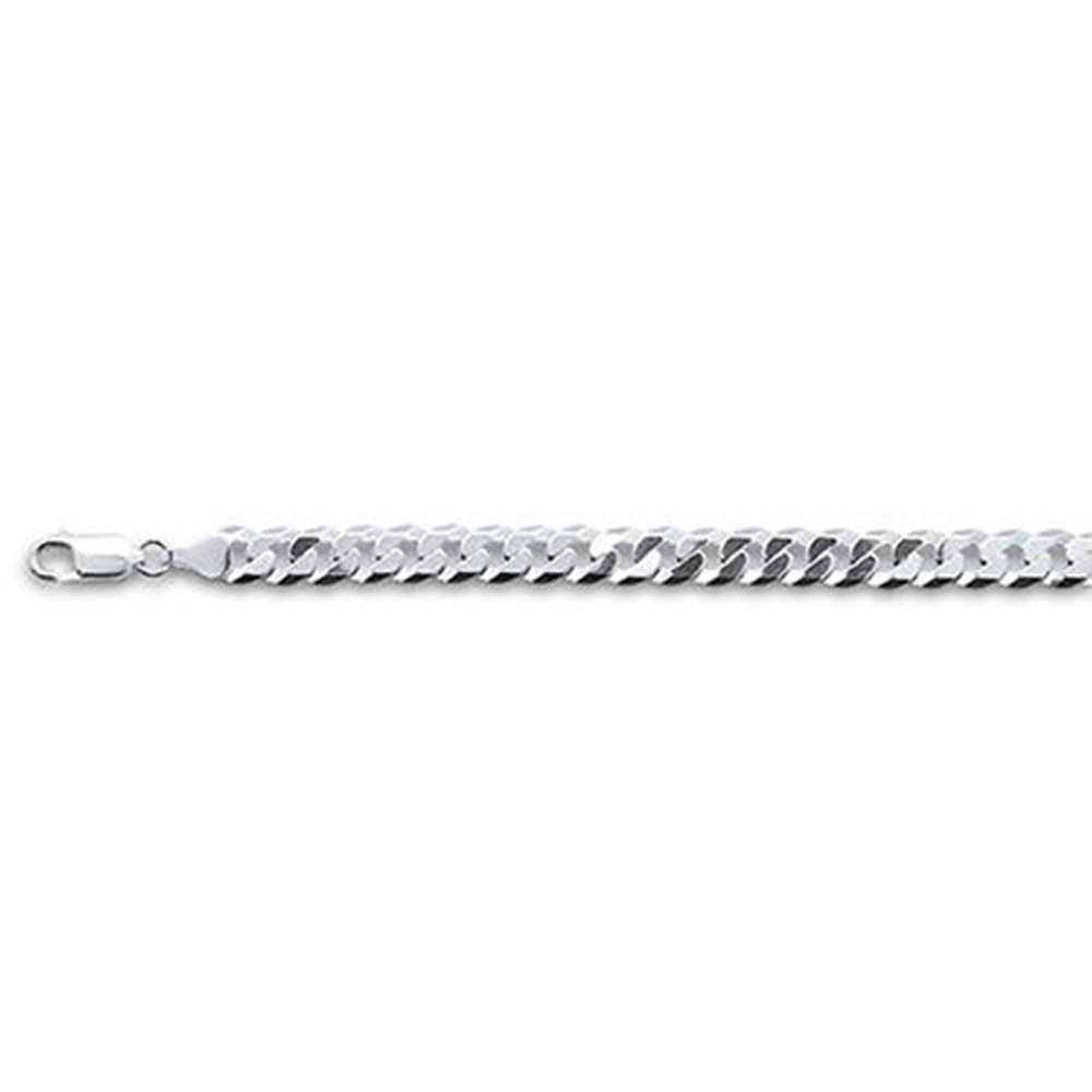 Sterling Silver Flat Curb 160-7mm Chain with Lobster Clasp