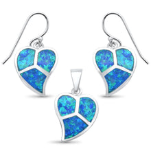 Load image into Gallery viewer, Sterling Silver Blue Opal Leaf Pendant And Earring Set