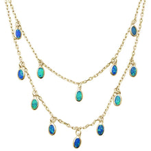 Load image into Gallery viewer, Sterling Silver Yellow Gold Plated Blue Opal Waterfalls Necklace