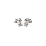 Sterling Silver Rhodium Plated Skull CZ Stud Earrings