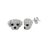 Sterling Silver Gold Plated CZ Puppy Stud Earrings