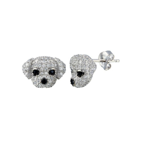 Sterling Silver Gold Plated CZ Puppy Stud Earrings