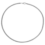 Italian Sterling Silver Rhodium Plated Five Strands Omega Diamond Cut Braided Choker Necklace