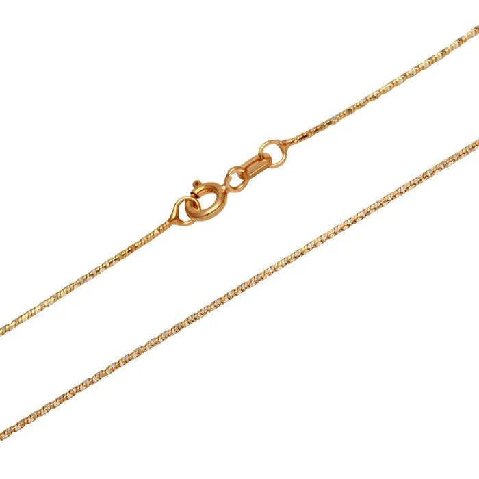 Italian Sterling Silver Rose Gold Plated Diamond Cut 8 Sided Snake Chain 025-1 mm with Spring Clasp Closure