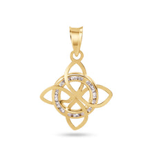 Load image into Gallery viewer, 14K Yellow Gold Large Witches Knot Nudo De Bruja Clear CZ Pendant