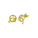 14K Yellow Gold Dolphin Jumping in Hoop Push Back Stud Earring