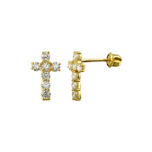 Load image into Gallery viewer, 14k Yellow Gold Cross Stud Earring Stud