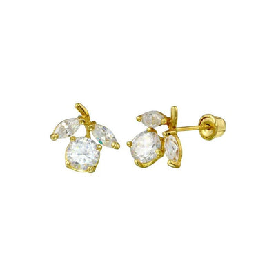 OroTrue 14K Yellow Gold Flower Screw Back Earring