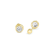 Load image into Gallery viewer, 14K Yellow Gold Round 5mm Bezel Screw Back Stud Earring