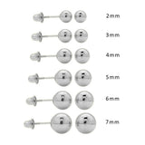14k White Gold Ball Stud Earrings with Screw Back Backing