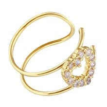 Load image into Gallery viewer, 14k Gold CZ Heart Double Line Ear cuff