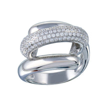 Load image into Gallery viewer, Sterling Silver Rhodium Plated Clear Micro Pave CZ Twist Ring, Size 7