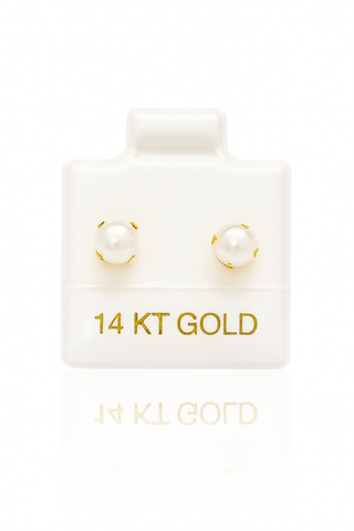 14k Gold Synthetic Pearl Stud Earring